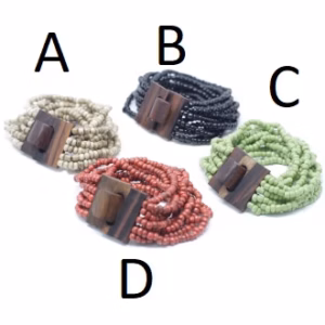Brazalete de Cuentas Múltiples con Cierre de Madera - Surtido de Colores
