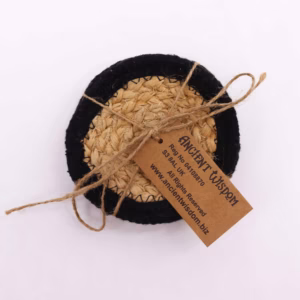 Bordskåner - Jute og Bomuld 10cm (Sæt med 4) - Sort Kant
