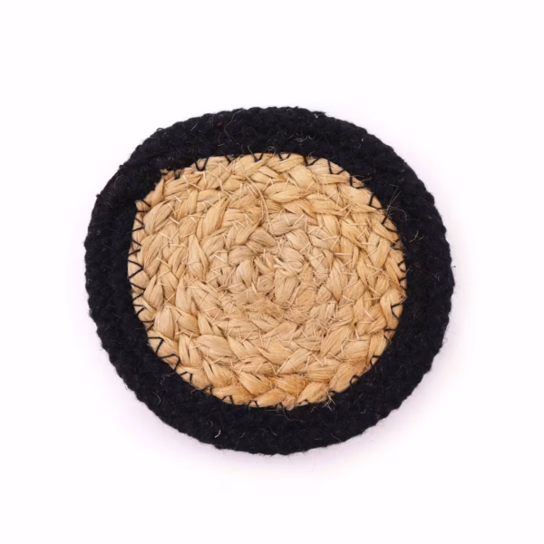 Bordskåner - Jute og Bomuld 10cm (Sæt med 4) - Sort Kant