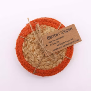 Dessous de Verre Jute & Coton 10cm - Lot de 4 - Bordure Argile