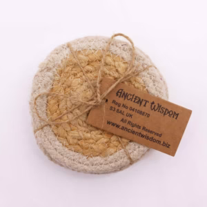 Glasunderlägg - Jute & bomull - Elfenbenskant - 4 st - 10cm