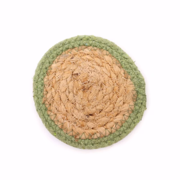 Underkop - Jute og Bomull 10cm 4 Stk - Olive Boarder