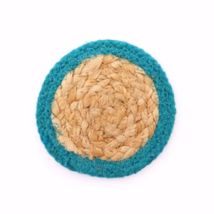 Bordskåner - Jute og Bomuld 10cm (Sæt med 4) - Blågrøn Boarder