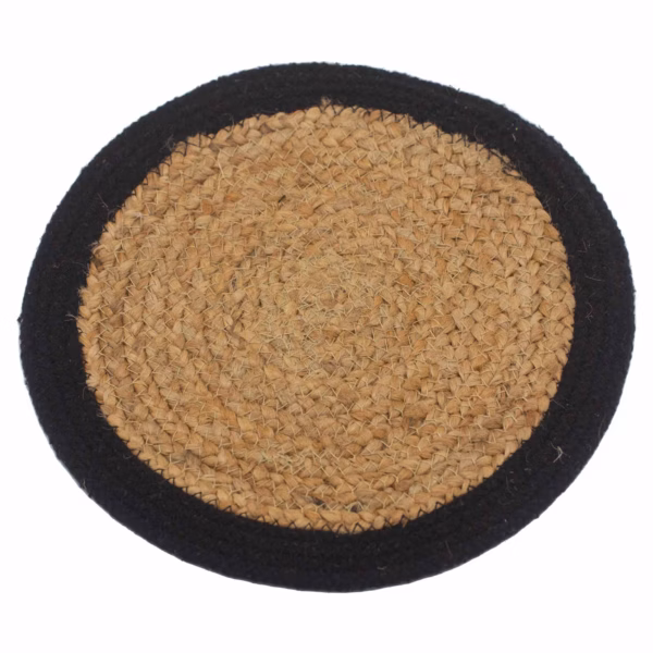 Set de Table Naturel - Jute & Coton 30cm - Bordure Noire
