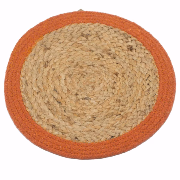 Natural Place Mat - Jute & Cotton 30cm - Clay Boarder