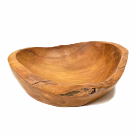 Bol à Fruits en Bois de Teck de Forme Brute Naturelle - 31x22x8cm