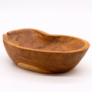 Bol à Fruits en Bois de Teck de Forme Brute Naturelle - 31x22x8cm