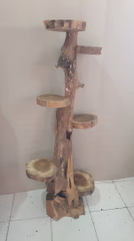 Natural Teak 6 Shelf Display 120cm High 2 Natural Teak 6 Shelf Display 120Cm High
