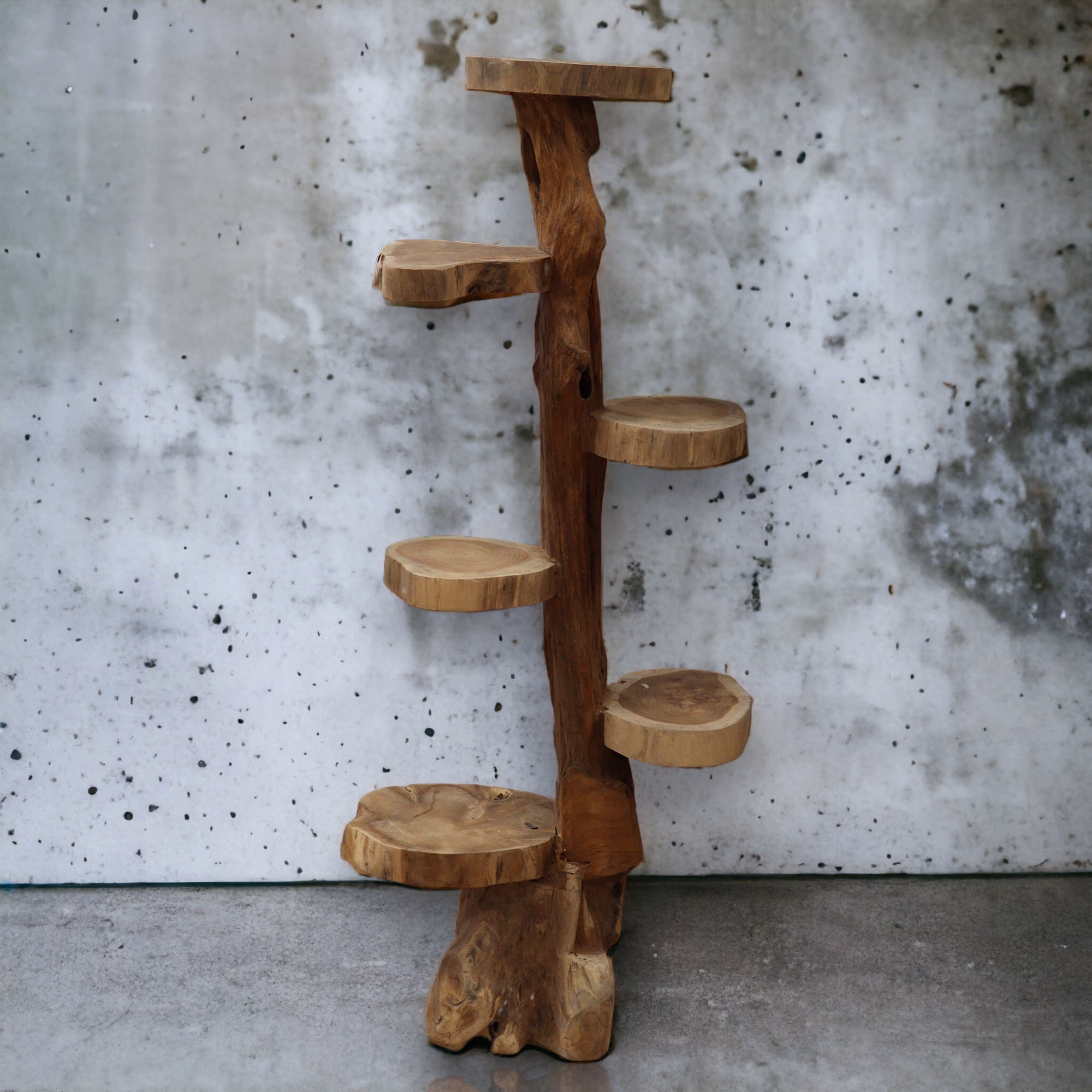 Natural Teak 6 Shelf Display 120cm High 3 Natural Teak 6 Shelf Display 120Cm High
