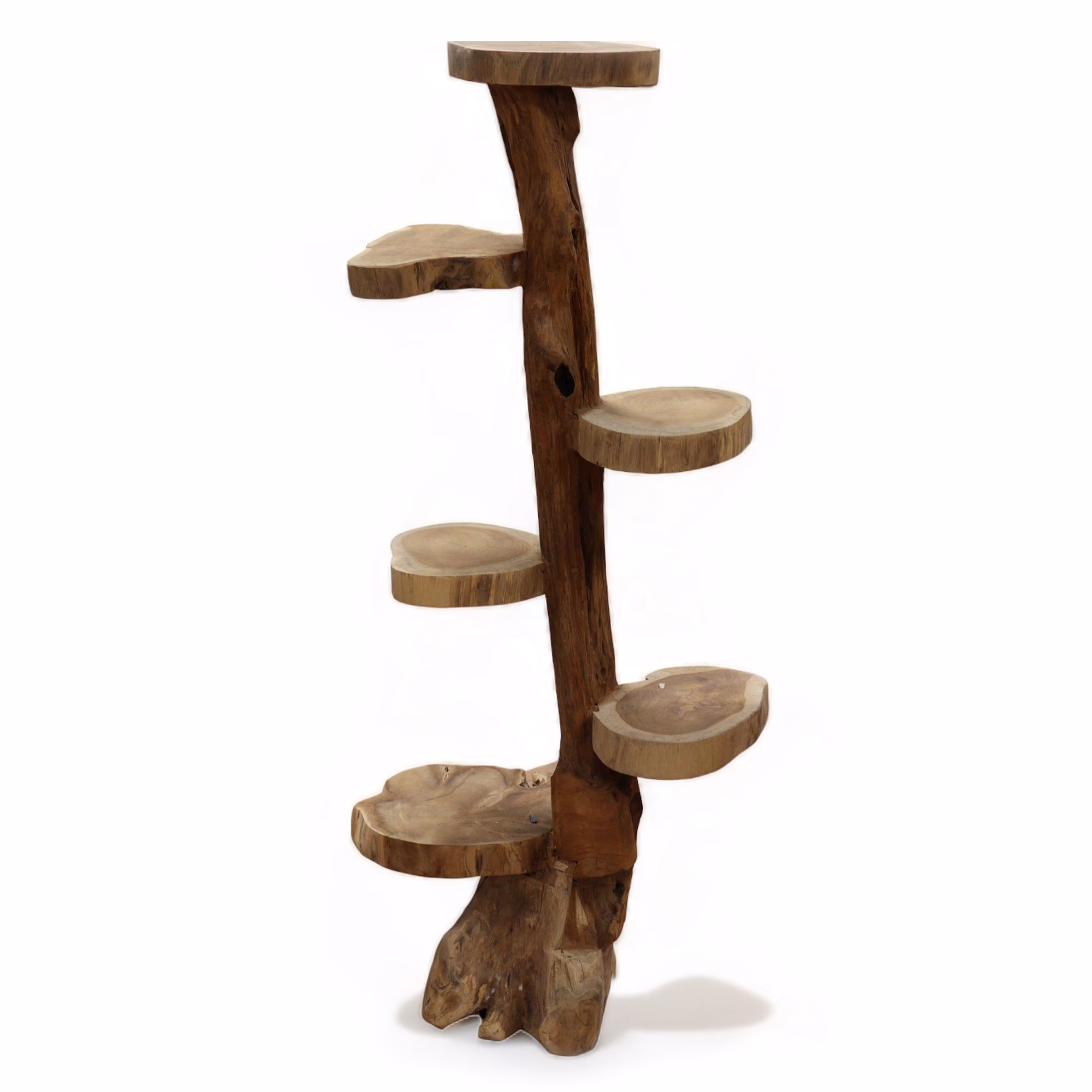 Natural Teak 6 Shelf Display 120cm High 1 Natural Teak 6 Shelf Display 120Cm High