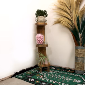 Natural Teak Log Shelve Display 3 Shelves 100cm High