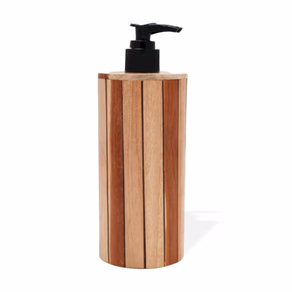 Natural Teakwood Soap Dispencer - Round