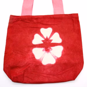 Bolsos de Algodón Natural Tye - Dye - 38x42x12cm - Flor Granate - Asa Rosa