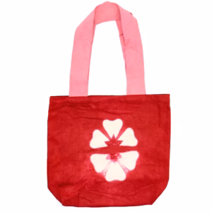 Bolsos de Algodón Natural Tye - Dye - 38x42x12cm - Flor Granate - Asa Rosa