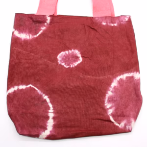 Naturlig Tye - Dye Bomuldstaske (8oz) - Rødbrune Ringe - Lyserød Hank