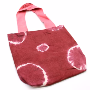 Naturlig Tye - Dye Bomuldstaske (8oz) - Rødbrune Ringe - Lyserød Hank
