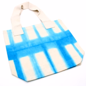 Sac en Coton Naturel Tie - Dye - 8oz - 38x42x12cm - Bleu Ciel - Anse Naturelle