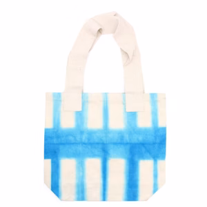 Bolsos de Algodón Natural Tye - Dye - Bloques Azul Cielo - Asa Natural