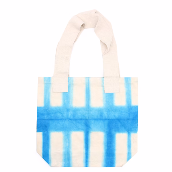 Bolsos de Algodón Natural Tye - Dye - Bloques Azul Cielo - Asa Natural