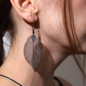 Necklace & Earring Set - Bravery Leaf - Pewter