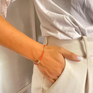 Pulsera Nepalés de Gemas Extra Finas - Cuenta Tribal de Coral
