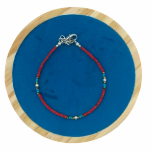 Pulsera Nepalés de Gemas Extra Finas - Cuenta Tribal de Coral