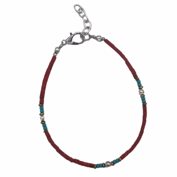 Pulsera Nepalés de Gemas Extra Finas - Cuenta Tribal de Coral