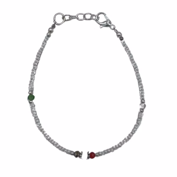 Pulsera Nepalés de Gemas Extra Finas - Perla y Cuentas Cortadas