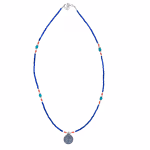 Collier de Pierres Fines Extra - Fines du Népal - Onyx Bleu & Arbre de Vie