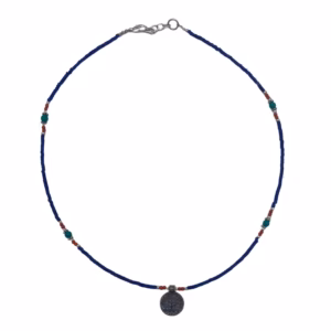 Collier de Pierres Fines Extra - Fines du Népal - Onyx Bleu & Arbre de Vie