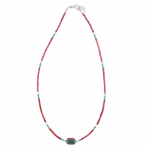 Nepalese Extra Fine Gem Necklace - Coral Tribal Bead