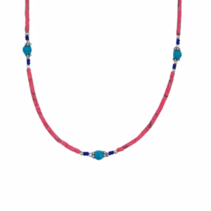 Collar Nepalés de Gemas Extra Finas - Cuentas de Coral Rosa y Turquesa