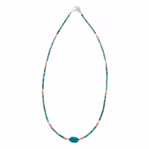 Nepalesiskt Extra Fint Halsband - Turkos & Sten