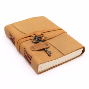 Geolied Cognac Leer & Sleutel - 200 Pagina's - 13x18cm