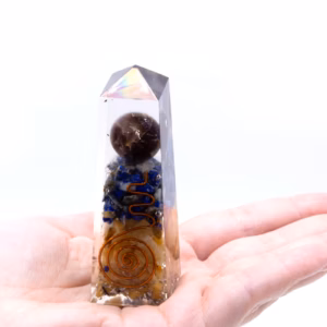 Orgonite Obelisk 'Power Point' Kupfer - Lapis und Gelbes Aventurin - 90x25mm