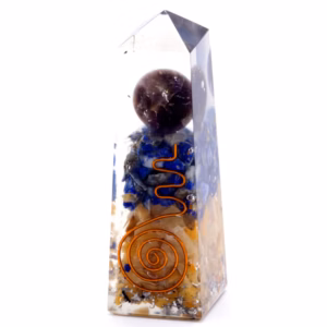 Orgonite Obelisk 'Power Point' Kupfer - Lapis und Gelbes Aventurin - 90x25mm