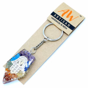 Orgonite Power Sleutelhangers - Edelsteen Chakra Hamsa