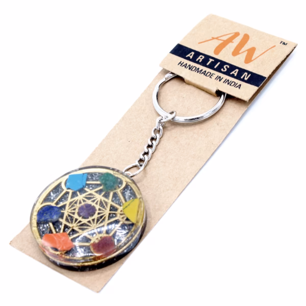 Orgonite Power Keyring - Round Seven Chakra