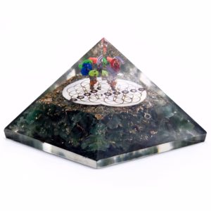 Pyramide Orgonite - Aventurine Verte Fleur de Vie - 70mm
