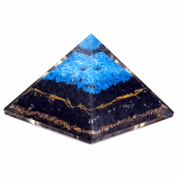 Orgonit Pyramide - Turkis og Sort Turmalin - 70mm