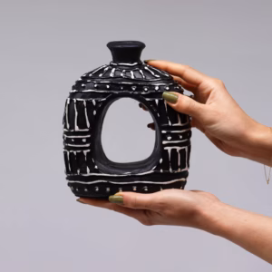 Oval Donut Shaped Vase - Chocolate - 18cm