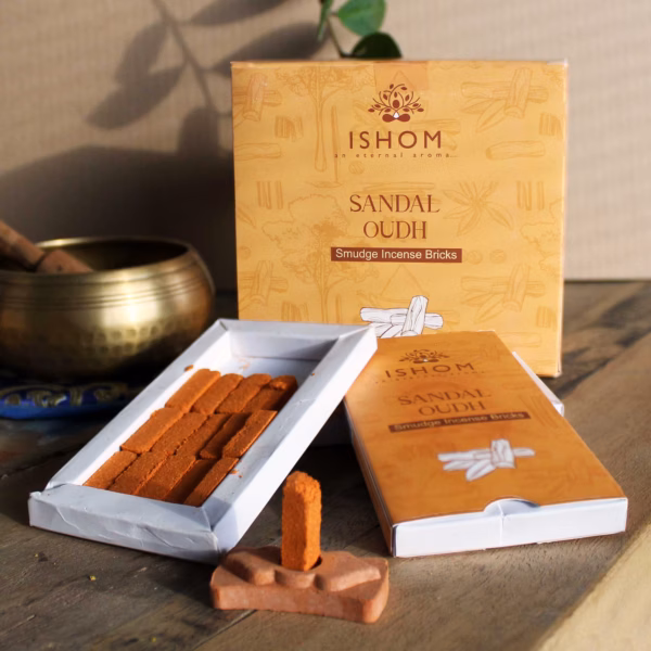 Pack de 15 Ladrillos de Incienso Natural y Quemadores - Madera de Sándalo