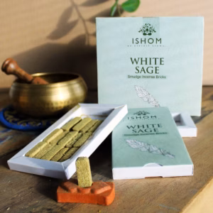 Pack de 15 Briques d'Encens Naturel & Brûleur - Sauge Blanche