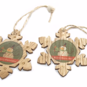 Holzdeko Weihnachten - Schneeflocke & Schneemann - 2 Stk.
