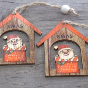 Holzdeko Weihnachten - Weihnachtsmann Geschenk - 2 Stk.