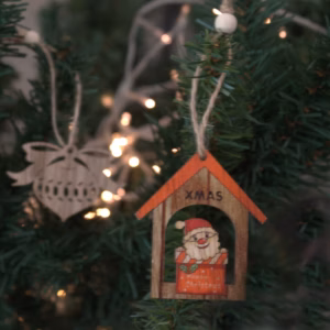 Holzdeko Weihnachten - Weihnachtsmann Geschenk - 2 Stk.