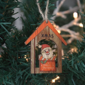 Holzdeko Weihnachten - Weihnachtsmann Geschenk - 2 Stk.
