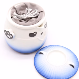 Panda Theepot Set & Drie Kopjes - Hemelsblauw