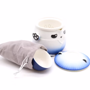 Panda Theepot Set & Drie Kopjes - Hemelsblauw