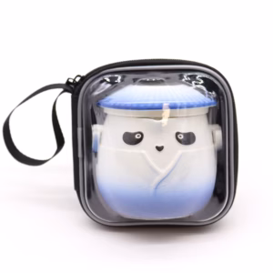 Panda Theepot Set & Drie Kopjes - Hemelsblauw